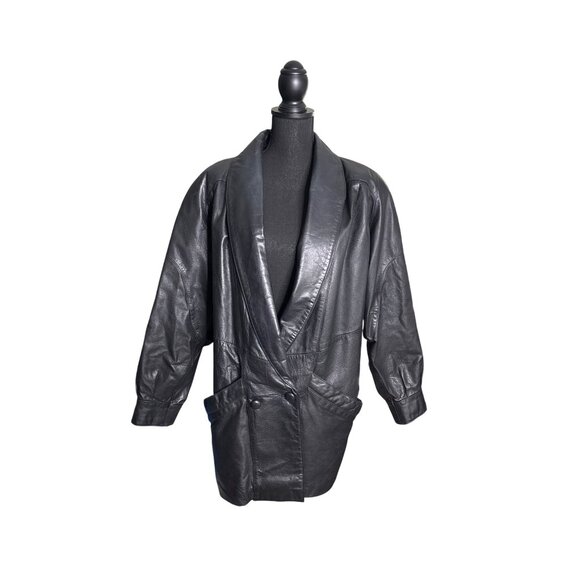 Wilson Leather Jackets & Blazers - Vintage 80's/90's Wilson Leather Women's Black Leather Relaxed Jacket L
